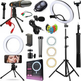 Kit Ring Light Luz Tripé Microfone