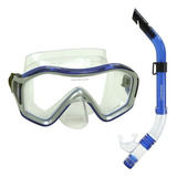 Kit Rio Fun Dive - Mascara E Snorkel - Mergulho E Pesca Sub Cor Transp / Azul