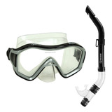 Kit Rio Fun Dive - Mascara E Snorkel - Mergulho E Pesca Sub Cor Transp / Preto