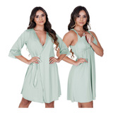 Kit Robe Camisola Amamentação Gestante Pós-parto Maternidade