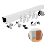 Kit Roldanas 2r E Trilho 160cm Porta De Correr Branco R4543