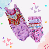 Kit Rosa Bela: 5 Camisetinhas Regata+ 5 Calcinhas Bebe 0a12m