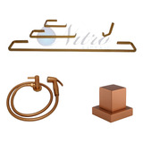 Kit Rose Fosco 6 Peças Aluminio Luxo Para Banheiro C/ Ducha