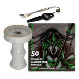 Kit Rosh Narguile Cores Garfo Com Furador Aluminio 50 Folha