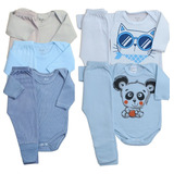 Kit Roupa Bebe 10 Peças Body Manga Longa Estampado Mijão 