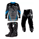 Kit Roupa + Bota Pro Tork Jett Factor Ed Motocross Trilha 
