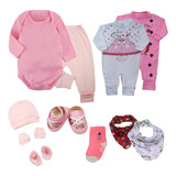 Kit Roupa De Bebê 11 Pçs Body Mijão Macacão E Acessório Bebê