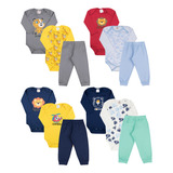 Kit Roupa De Bebe 12 Peças Body Manga Longa E Mijão Algodão