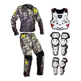 Kit Roupa Motocross Amx Joelheira Colete Camisa G - Calça 50