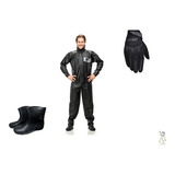 Kit Roupa Motoqueiro Capa Chuva Luva