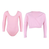 Kit Roupa Uniforme Ballet - Collant Manga Longa + Casaco 