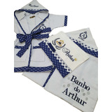 Kit Roupão Infantil Bebê Toalha Fralda Capuz Personalizado 