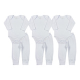 Kit Roupas Bebe Body E Culote Algodão Pijama Bebê Branco