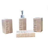 Kit Saboneteira Luxo Lavabo Porta Sabonete Escovas 4 Peças