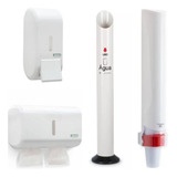 Kit Saboneteira + Toalheiro + Porta Copo Água+ Lixeira Copo
