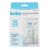 Kit Saco Para Armazenar Leite Materno 25 Unidades 200ml Branco Buba