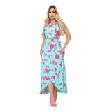 Kit Saia Envelope Midi Longa Transpassada + Cropped