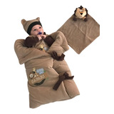 Kit Saída Maternidade Bebe Menino Animais Com Saco De Dormir