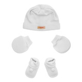 Kit Saída Maternidade Bebe Touca Sapatinho E Luvas Branco 
