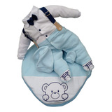 Kit Saida Maternidade Menino Suspensório Azul Marinho