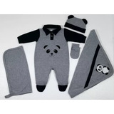 Kit Saída Maternidade Urso Panda - 5 Peças - Menina Menino