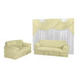 Kit Sala Conforto Com Cortina 3 M + Kit Capa 3 E 3lugares 