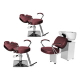 Kit Salão 2 Cadeiras Reclin Quadrada + 1 Lavatório Topázio