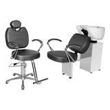 Kit Salão De Beleza Topázio Cadeira Reclinável + Lavatório