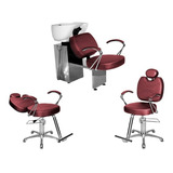 Kit Salão Topázio 1 Cad Fixa + 1 Recl + Lavatório Bordô