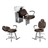 Kit Salão Topázio 1 Cad Fixa + 1 Recl + Lavatório Marrom