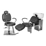 Kit Salão Topázio Cadeira Recl + Lavatório C/ap Preto