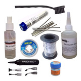 Kit Salva Chip Malha Fluxo Dessolda Solda Xg50 Pinça Vacuo 
