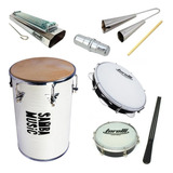 Kit Samba Rebolo Pandeiro Reco Agogô Tamborim Ganzá
