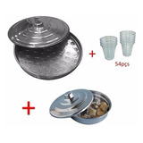 Kit Santa Ceia C Bandeja Grande 54 Calices + Bandeja De Pao 