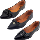 Kit Sapatilha Feminina 3 Pares Sandalia Rasteirinha Oferta