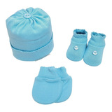 Kit Sapatinho E Luva Bebe + Touca Menino Menina