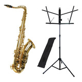 Kit Saxofone Tenor Ts-200 Laqueado + Estante De Partitura S1 Cor Dourado