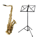 Kit Saxofone Tenor Ts-200 Laqueado + Estante De Partitura S2 Cor Dourado