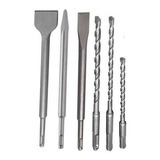 Kit Sds Plus C/ 6pçs P/ Martelete Talhadeiras, Brocas E Ponteiro