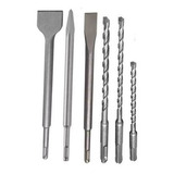 Kit Sds Plus C/ 6pçs P/ Martelete Talhadeiras, Brocas E Ponteiro