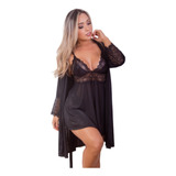 Kit Sexy Robe Hobby Roupao Sensual + Camisola Confortável