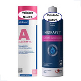Kit Shampoo Allermyl E Hidrapet Creme 500ml Pet Cães Gatos