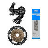 Kit Shimano Mega Range Catraca + Câmbio + Corrente 21v Index