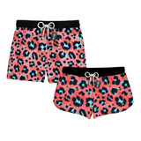 Kit Short Praia Casal Estampado Onça Animal 0009