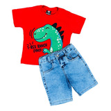 Kit Shorts Infantil Jeans + Camiseta