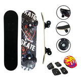Kit Skate Infantil 61cm Completo Capacete Masculino Feminino
