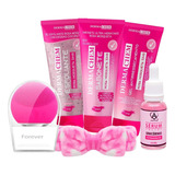 Kit Skincare Completo Rosa Mosqueta 6 Itens Esponja Elétrica