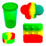 Kit Slick De Silicone Potinho Hermético E Pinça Dab Oil Wax