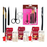 Kit Sobrancelha Design + 3 Henna Makiaj + Tesoura + Navalha