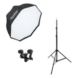 Kit Softbox Godox 80cm Octabox P Flash Lâmpada Luz Contínua